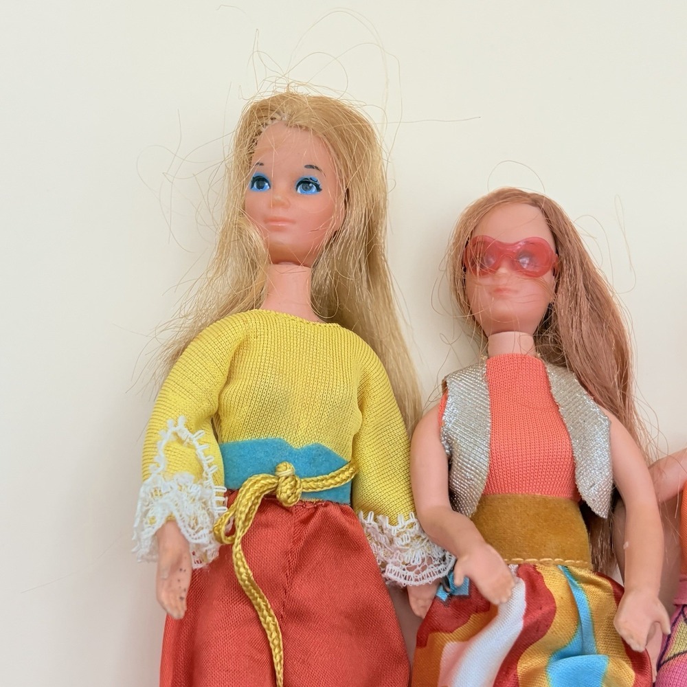 Vintage Mattel 1970 Rock Flower Doll Lot Lilac & Heather Glasses Lot Of 3 - Picture 2 of 6